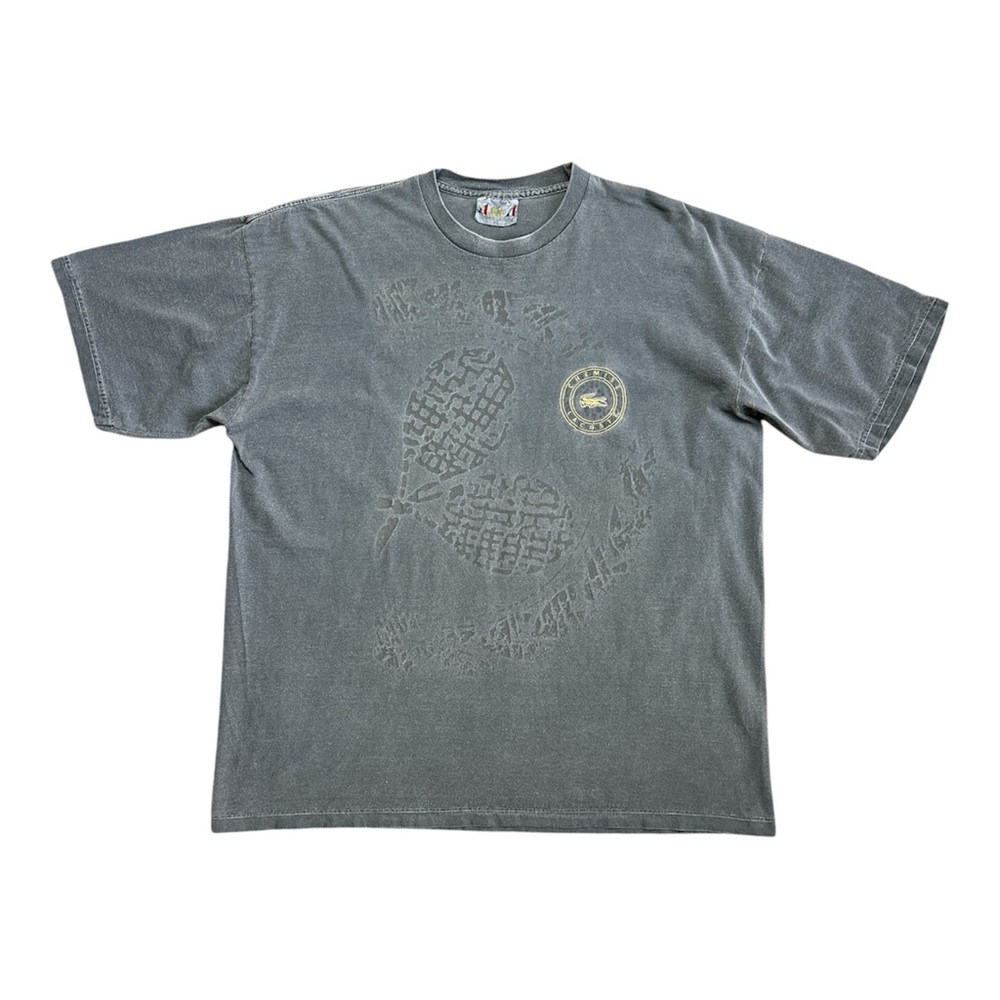 Vintage Chemise Lacoste Men's XL Gray Tennis Rackets Graphic T-Shirt Faded